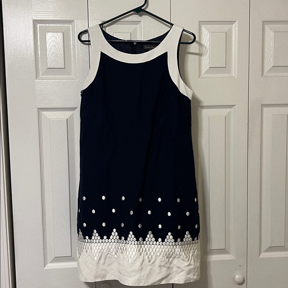 Jessica Howard Navy and Cream Dress